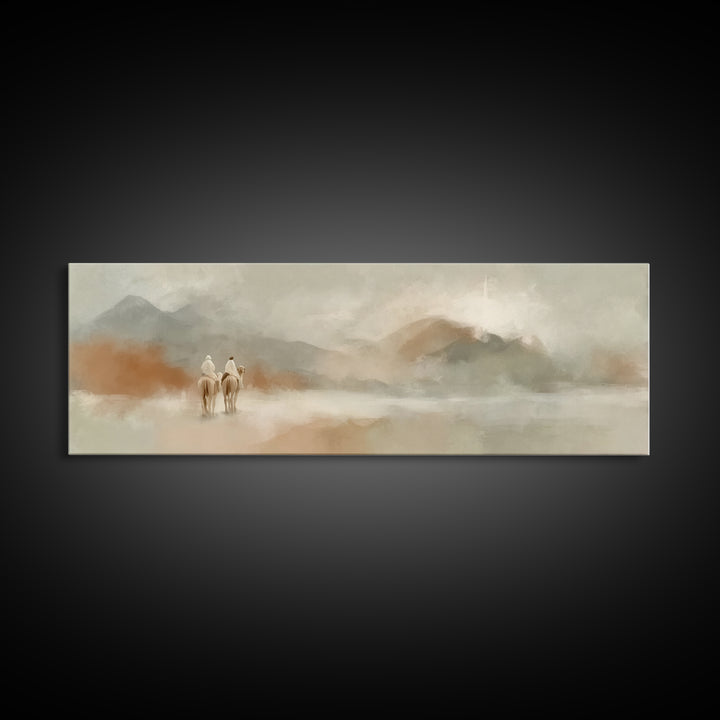 Desert Wayfarers | Framed Canvas Print | Panoramic Painting | Christian Art Canvas | Christian Art | Christian Wall Art | Large Christian P