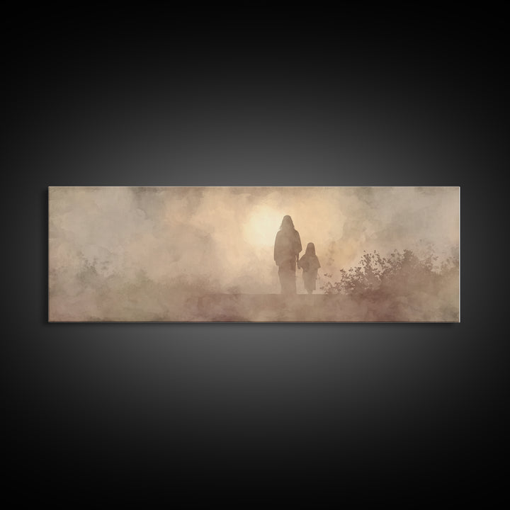Guiding Light Peace, Framed Canvas Print, Panoramic Print, Christian Art Canvas, Jesus Painting, Christian Christmas Decor, Modern Christia