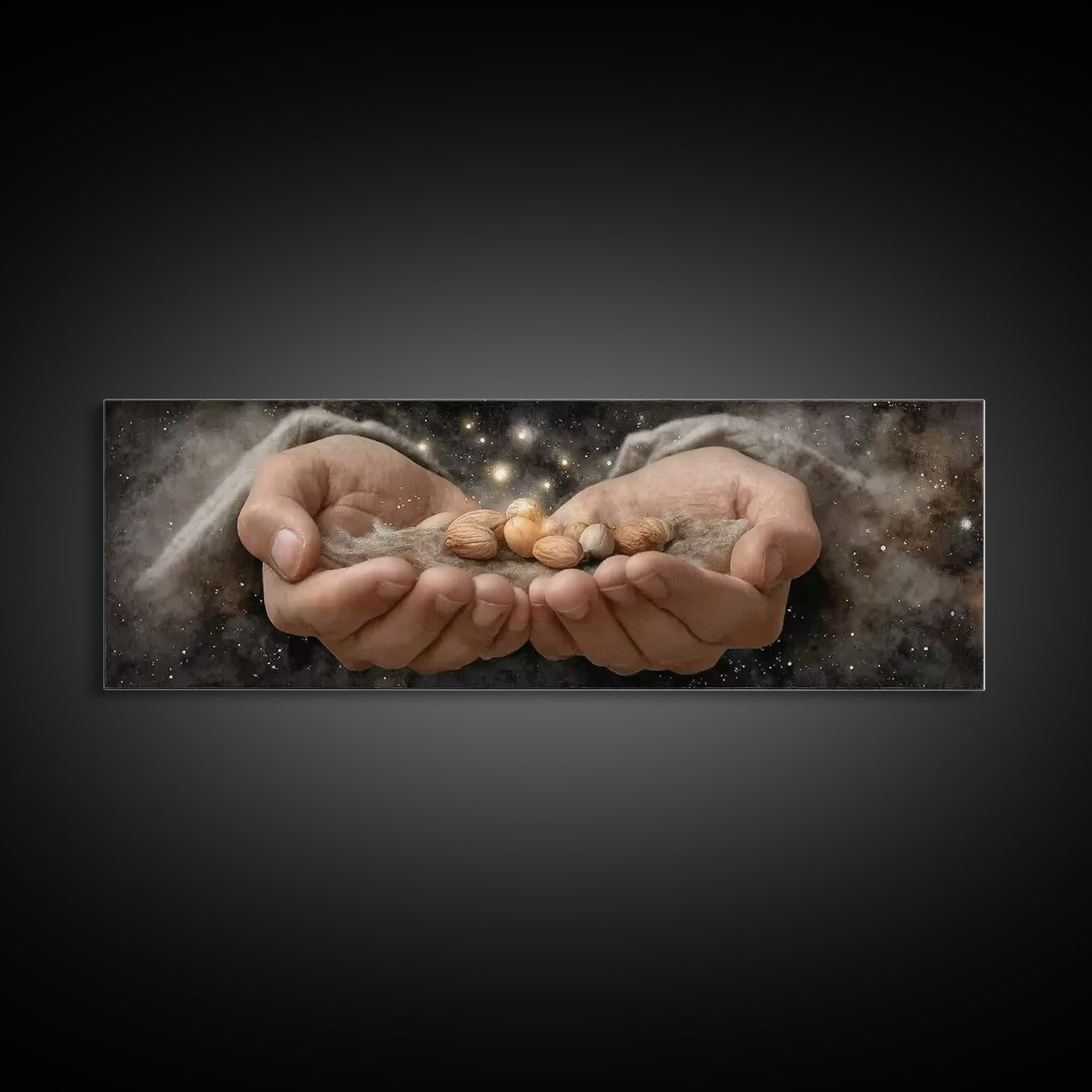 Celestial Offering – Framed Canvas Print – Panoramic Painting – Christian Wall Art – Jesus Art Print – Christian Art Canvas – Christmas Art