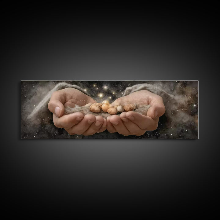 Celestial Offering – Framed Canvas Print – Panoramic Painting – Christian Wall Art – Jesus Art Print – Christian Art Canvas – Christmas Art