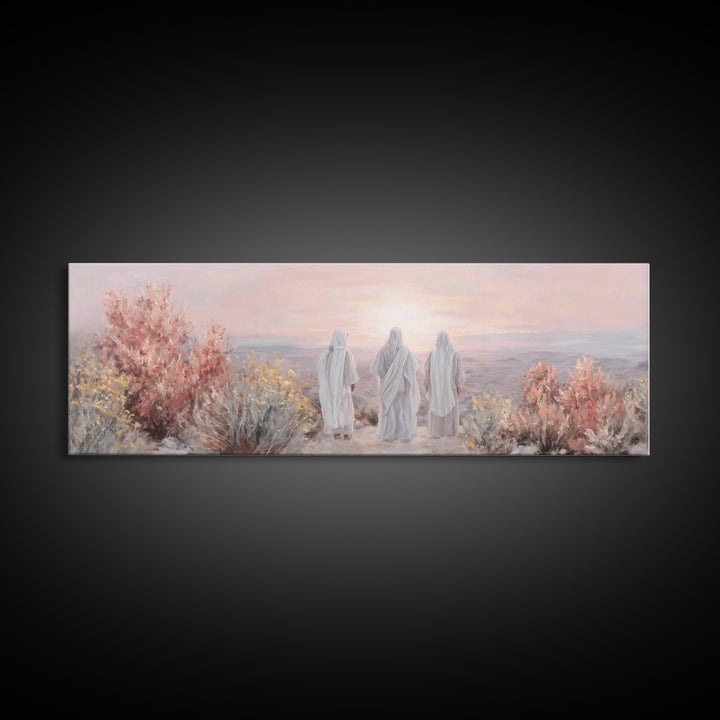 Three At Dawn – Framed Canvas Print – Panoramic Frame – Christian Art Canvas – Christian Art – Christian Wall Art – Modern Christian Painti