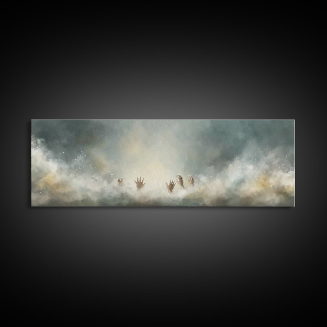 Heavenward Hands – Framed Canvas Print – Panoramic Frame – Christian Art – Christian Art Canvas – Christian Painting – Christian Christmas