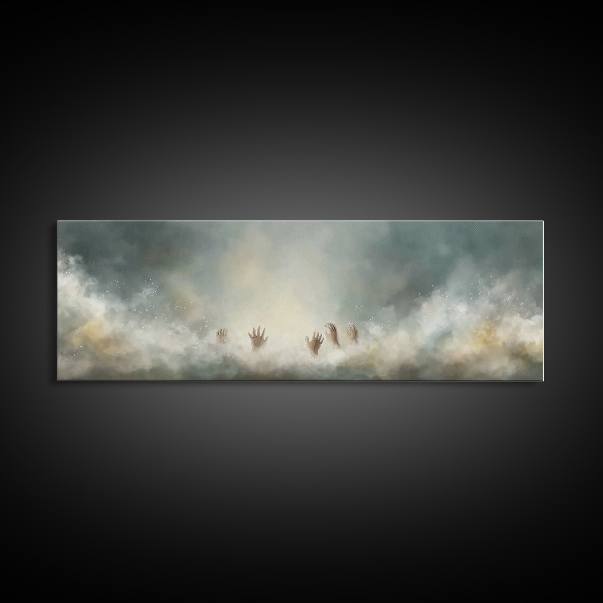 Heavenward Hands – Framed Canvas Print – Panoramic Frame – Christian Art – Christian Art Canvas – Christian Painting – Christian Christmas