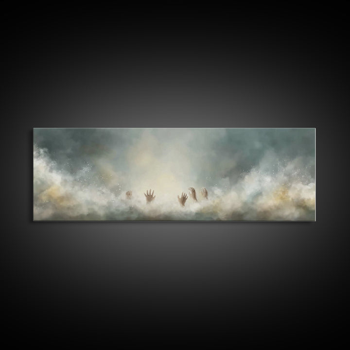 Heavenward Hands – Framed Canvas Print – Panoramic Frame – Christian Art – Christian Art Canvas – Christian Painting – Christian Christmas