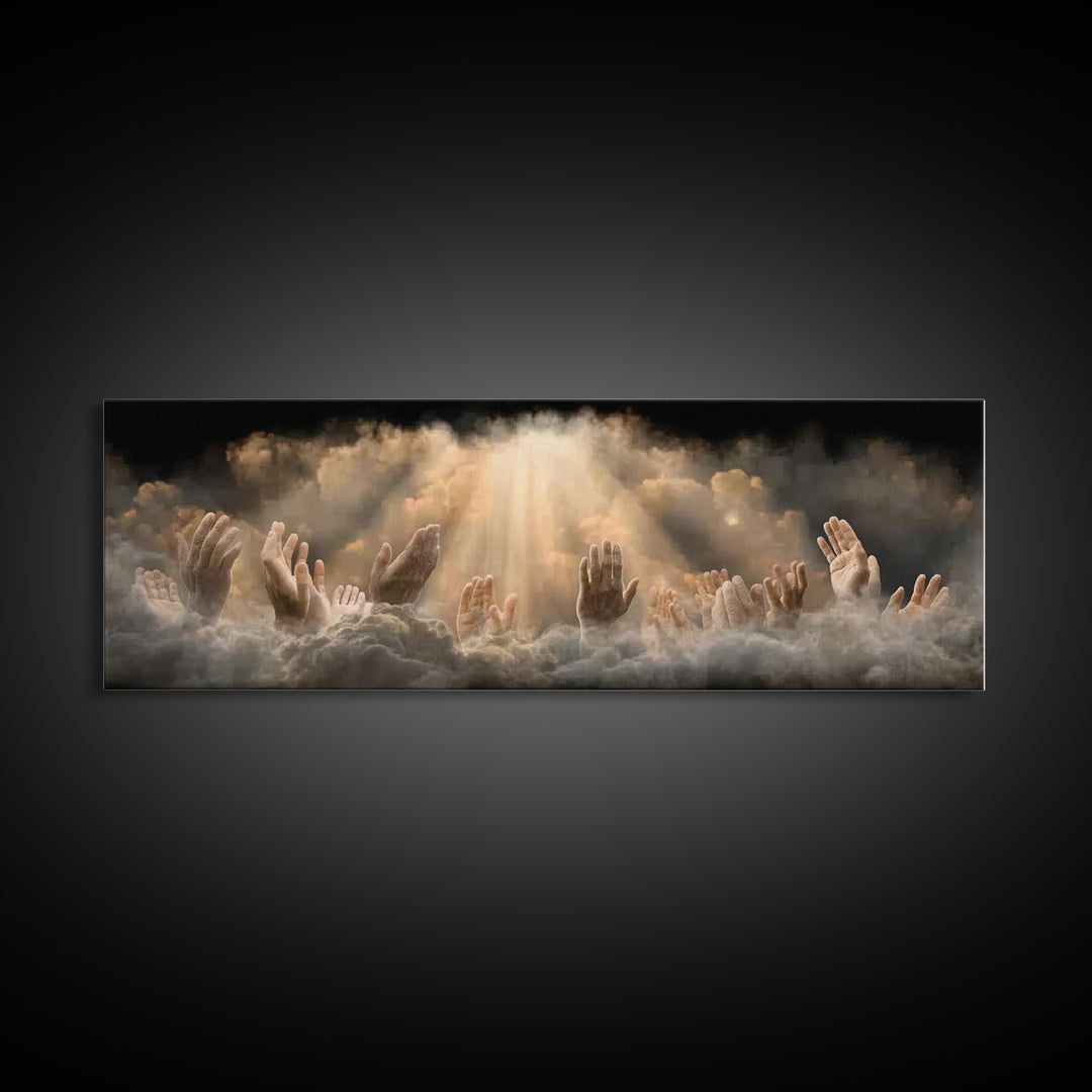 Heavenward Praise – Framed Canvas Print – Christian Wall Art – Panoramic Art – Christian Art Canvas – Jesus Painting – Christian Decor