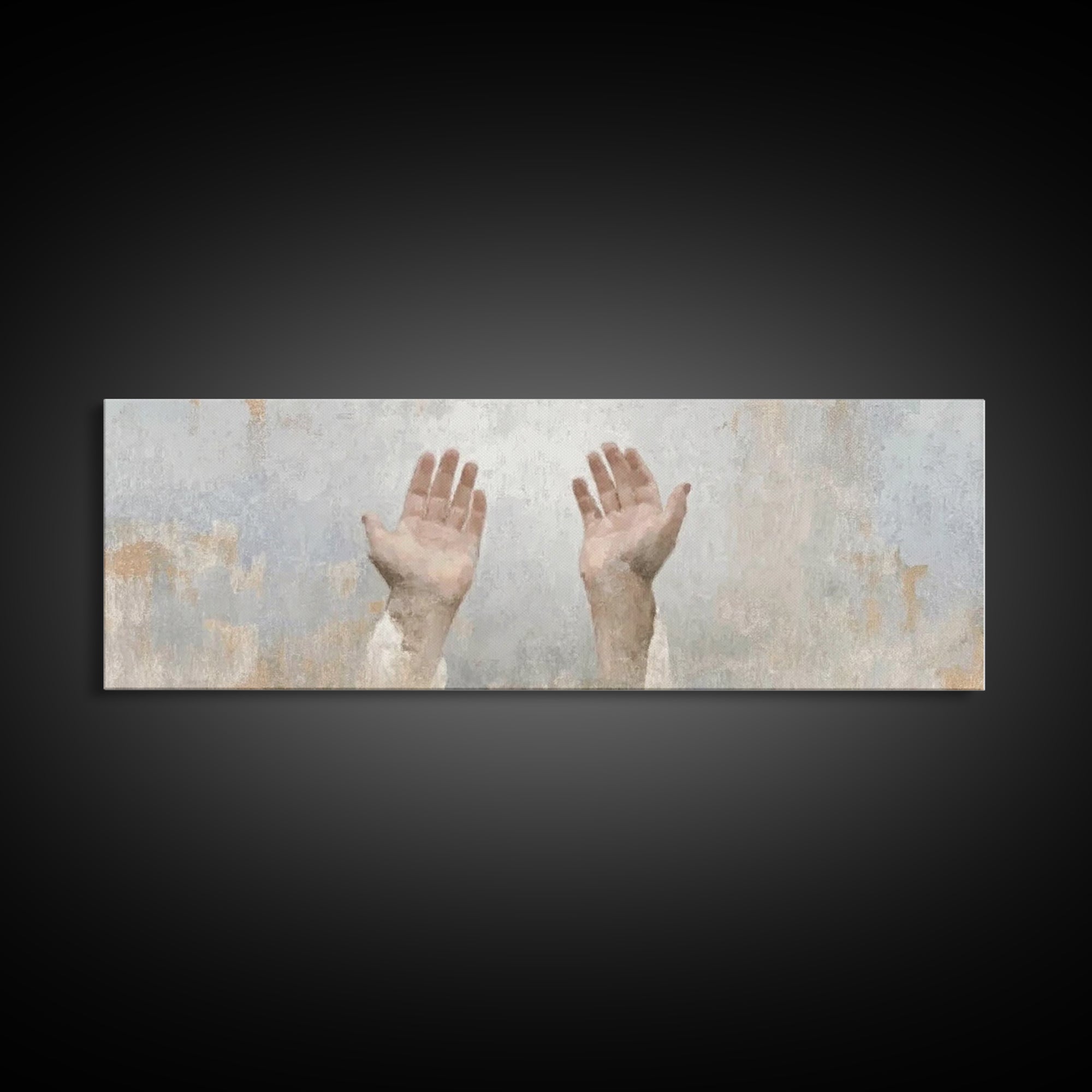 Hands Of Hope, Framed Canvas Print, Christian Art Canvas, Panoramic Wall Art, Christian Art Print, Christian Painting, Christian Gift