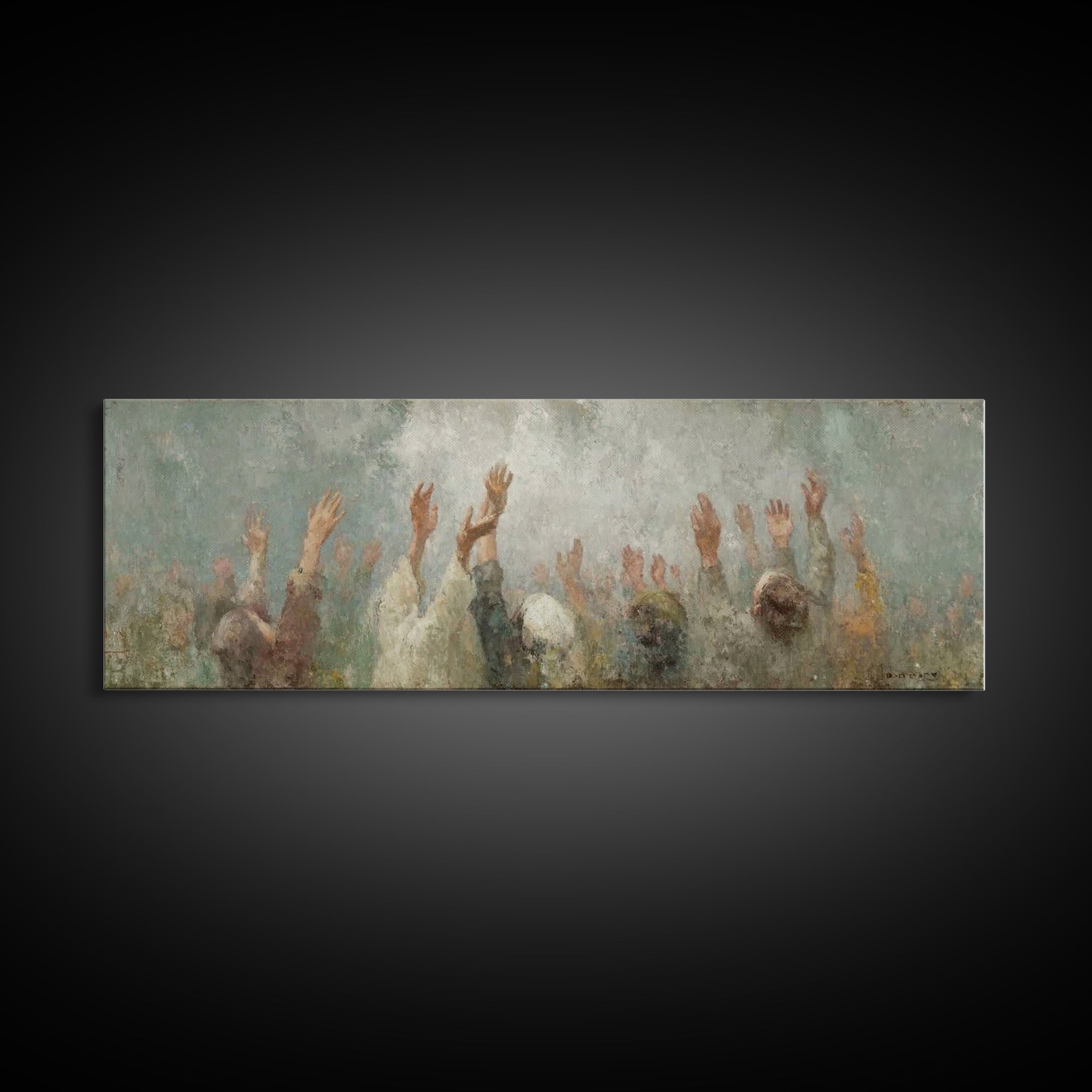 Cloudborne Worship - Framed Canvas Print - Christian Art Canvas - Panoramic Frame - Christian Painting - Christian Wall Art - Christian Gif