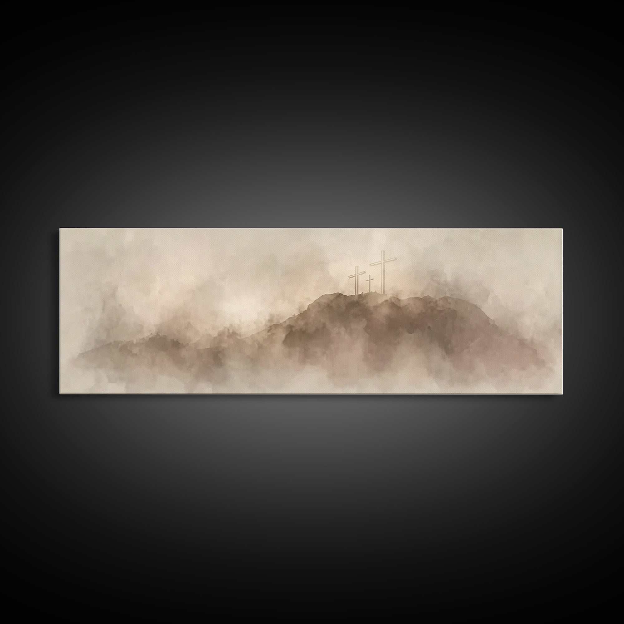 Hill Of Redemption – Framed Canvas Print – Christian Wall Art – Panoramic Painting – Christian Art Canvas – Christian Art – Christian Gift