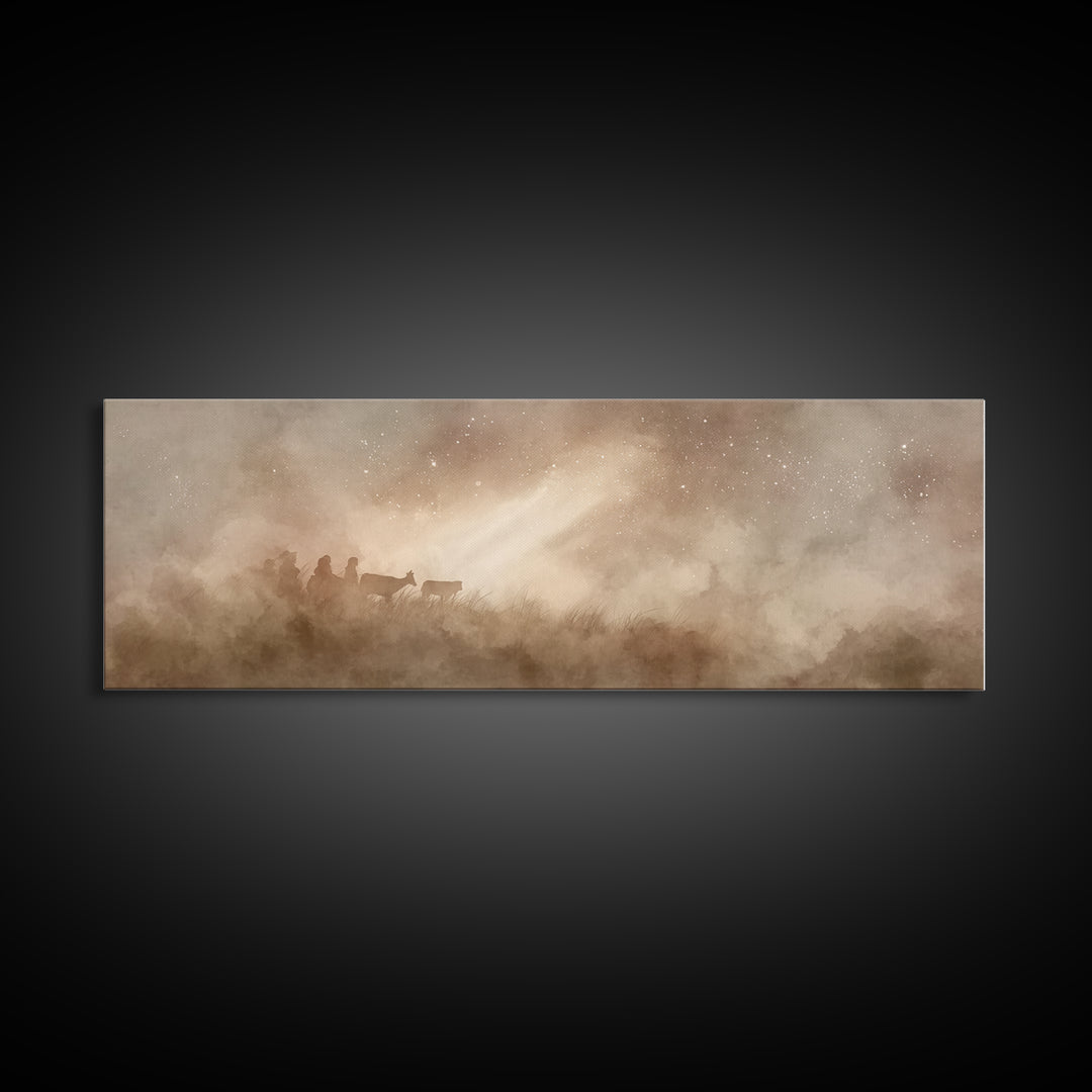 Guiding Light Path | Framed Canvas Print | Panoramic Art | Christian Art Canvas | Christmas Art | Christian Wall Art | Christian Christmas