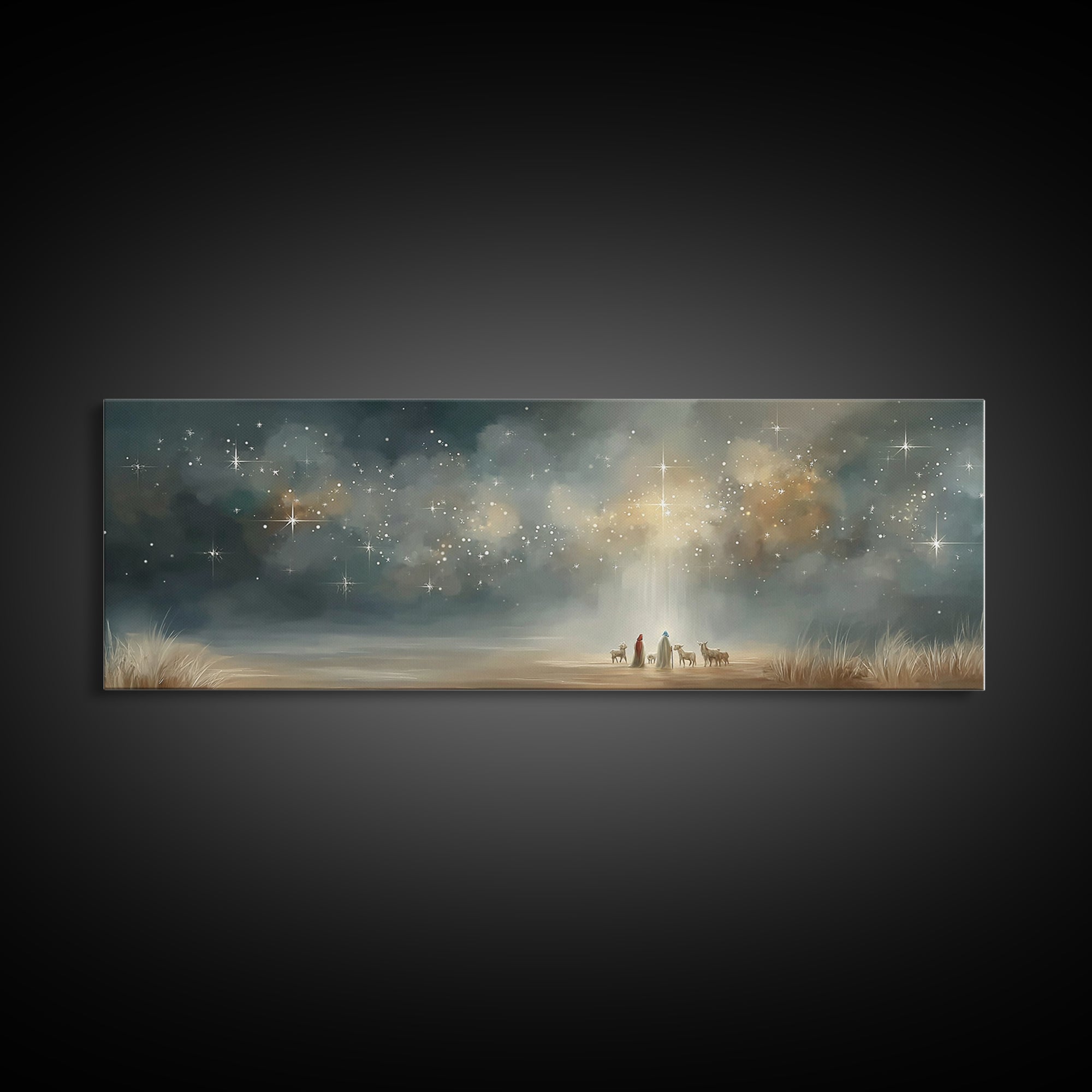 Starlit Calling – Framed Canvas Print – Panoramic Wall Art – Christian Art Canvas – Christmas Art – Christian Paintings – Christian Gift Id