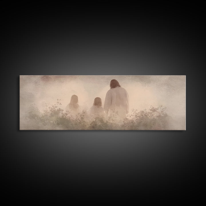Fields Of His Peace - Framed Canvas Print - Panoramic Frame - Christian Art Prints - Jesus Art Print - Christian Decor
