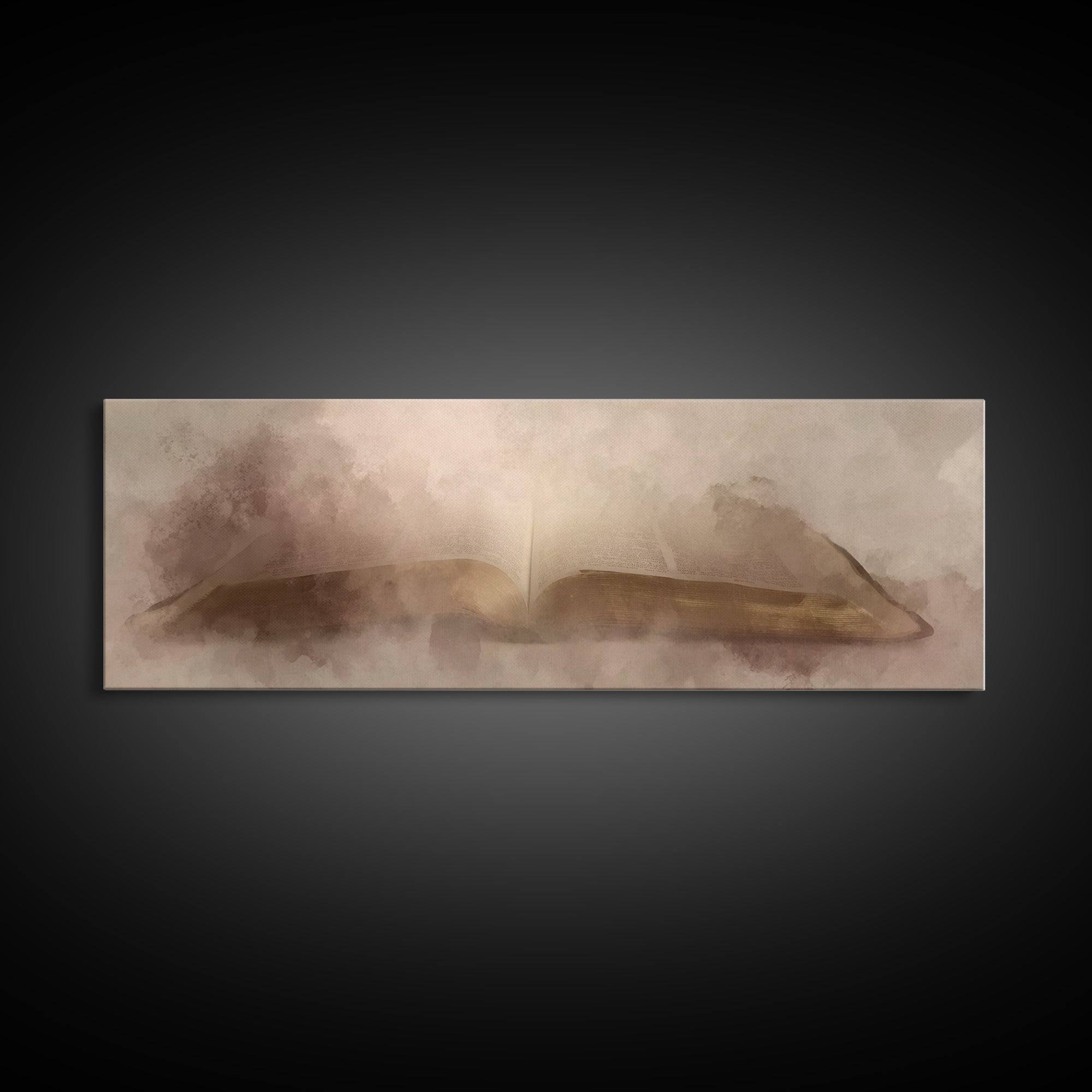 Living Word Glory, Framed Canvas Print, Panoramic Painting, Christian Art, Christian Art Canvas, Christian Wall Art, Christian Art Print
