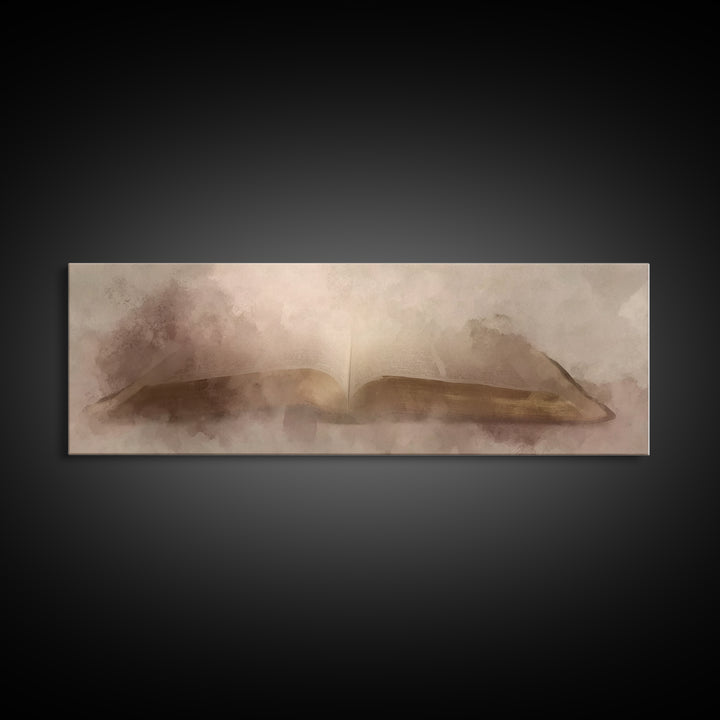 Living Word Glory, Framed Canvas Print, Panoramic Painting, Christian Art, Christian Art Canvas, Christian Wall Art, Christian Art Print
