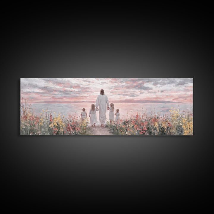 Sunrise Of Grace, Framed Canvas Print, Christian Art Canvas, Panoramic Frame, Jesus Painting, Christian Wall Art