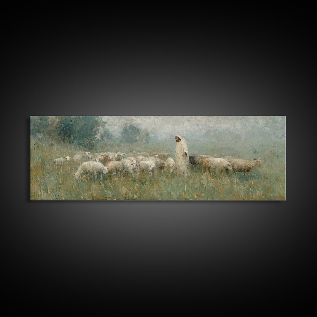 Glory In The Meadow | Framed Canvas Print | Christian Wall Art | Christian Painting | Christian Art Canvas | Panoramic Art | Christian Home