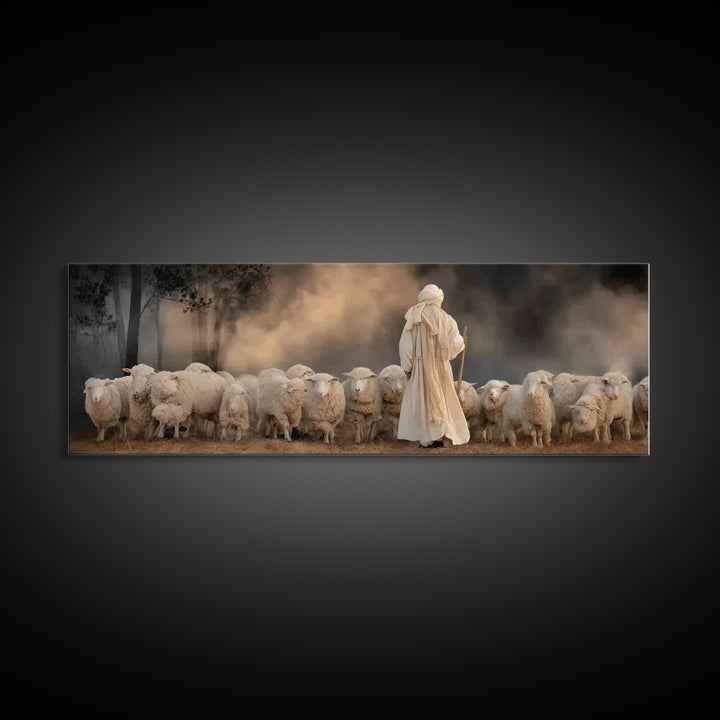 Among The Faithful | Framed Canvas Print | Christian Art Canvas | Christian Wall Art | Jesus Painting | Panoramic Frame | Christian Decorat