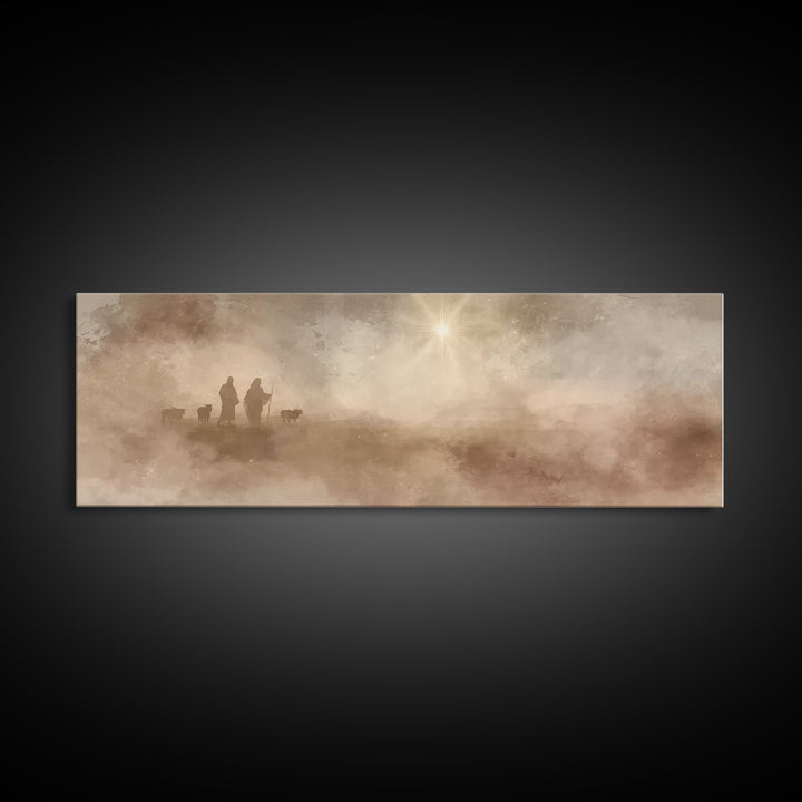 Desert Star Calling, Framed Canvas Print, Christian Art Canvas, Panoramic Painting, Christian Christmas Art, Christian Wall Art, Jesus Art