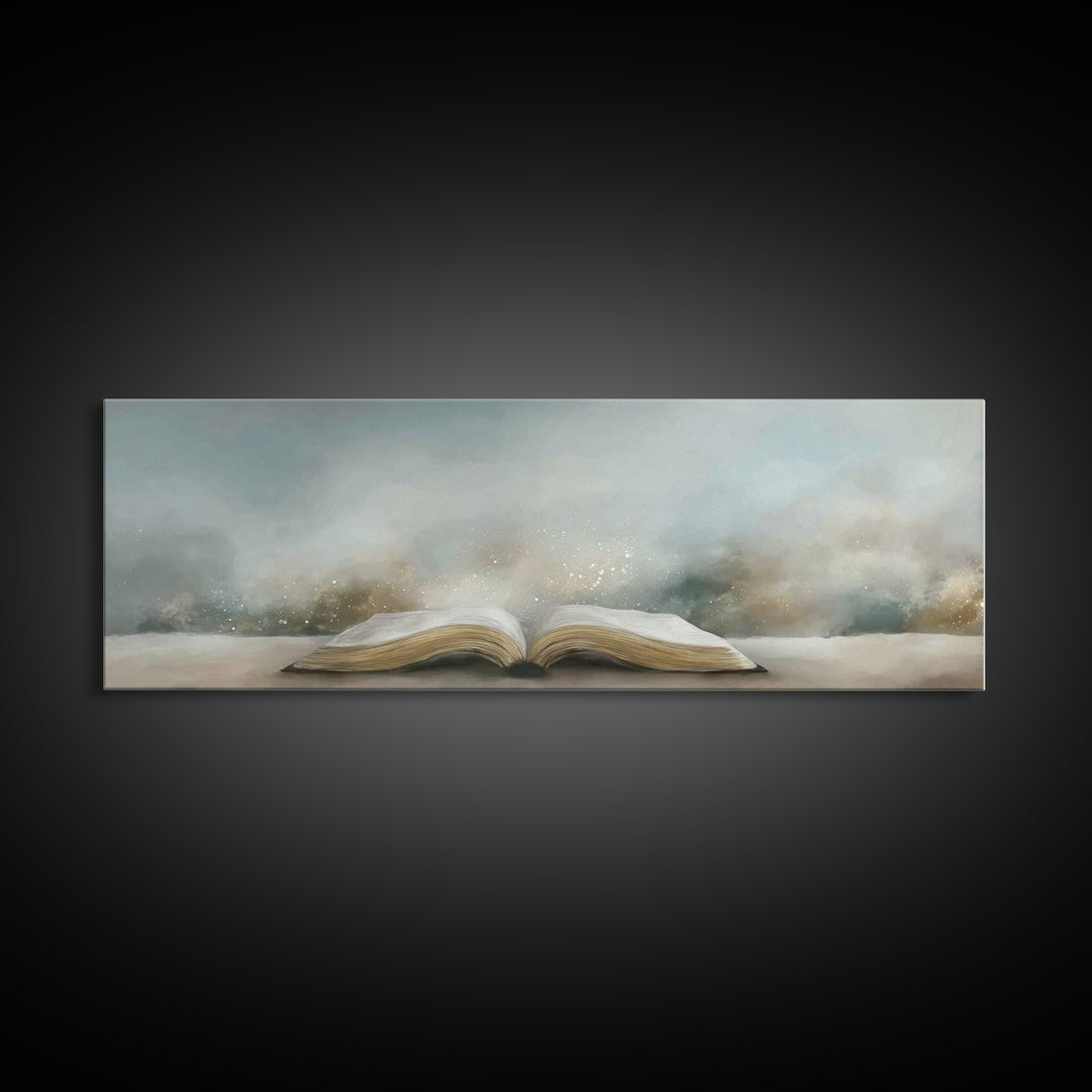 Bible Illumined – Framed Canvas Print – Panoramic Art – Christian Art Canvas – Christian Art – Christian Wall Art – Subtle Christian Art