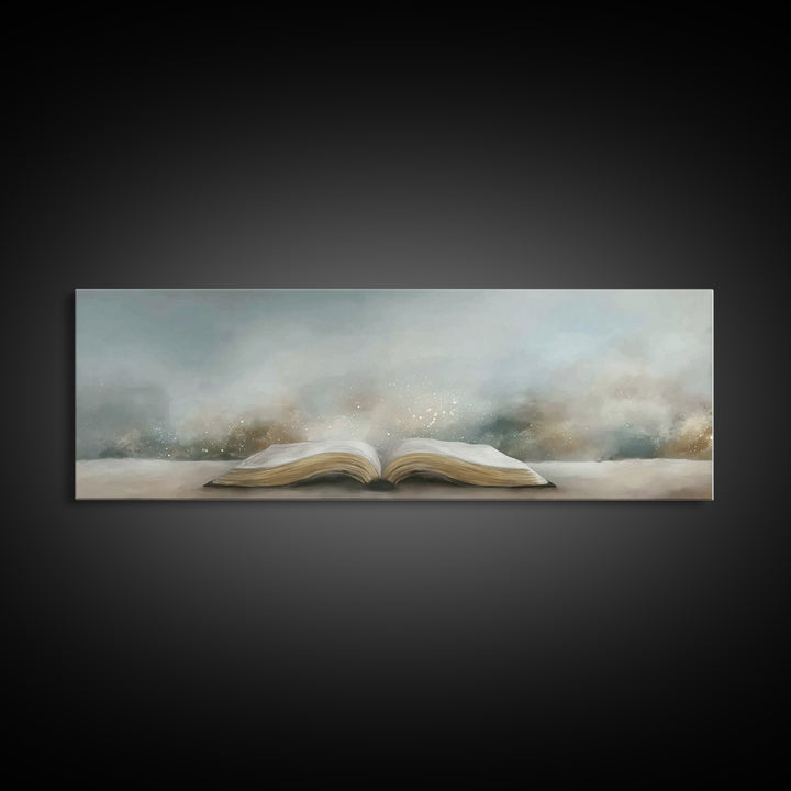 Bible Illumined – Framed Canvas Print – Panoramic Art – Christian Art Canvas – Christian Art – Christian Wall Art – Subtle Christian Art