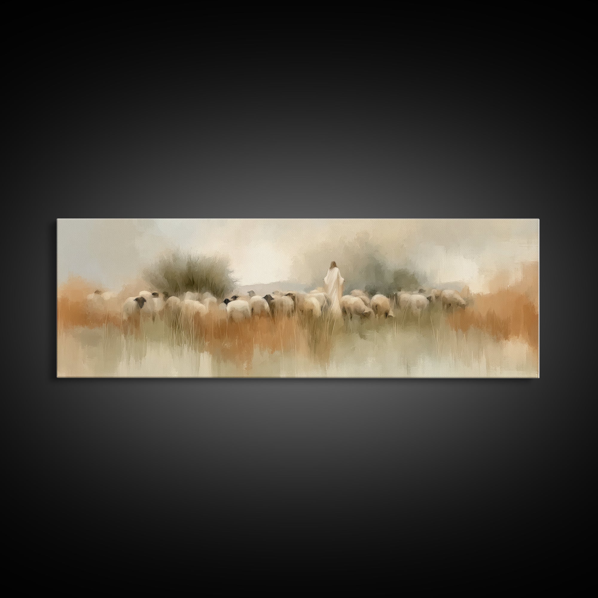 Garden Path Grace – Framed Canvas Print – Panoramic Art – Christian Wall Art – Jesus Painting – Christian Art Canvas