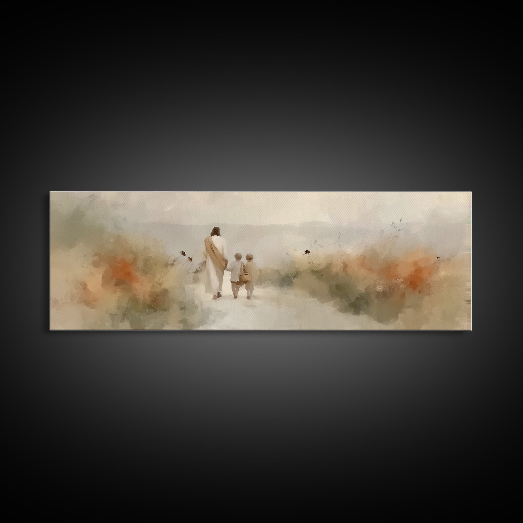 Light Of The Way | Framed Canvas Print | Panoramic Frame | Christian Art | Jesus Painting | Christian Wall Art