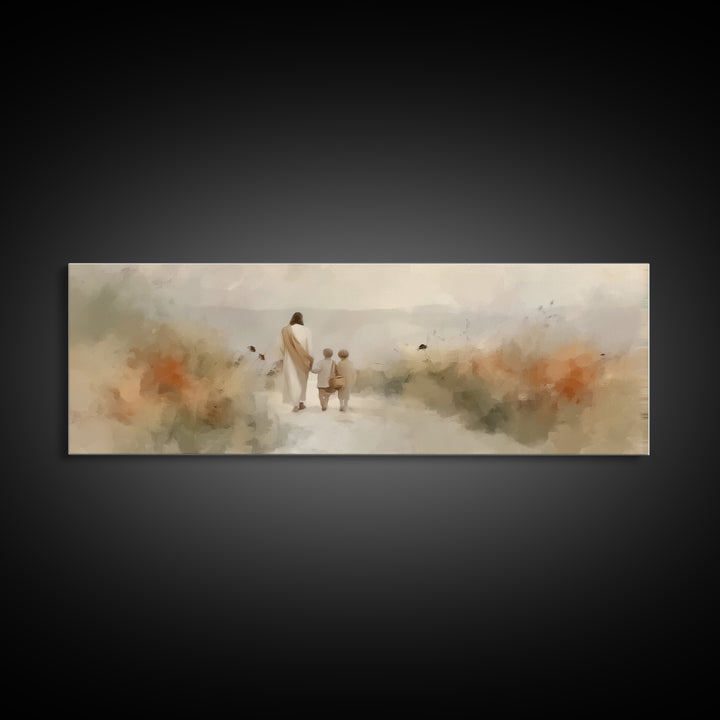 Light Of The Way | Framed Canvas Print | Panoramic Frame | Christian Art | Jesus Painting | Christian Wall Art