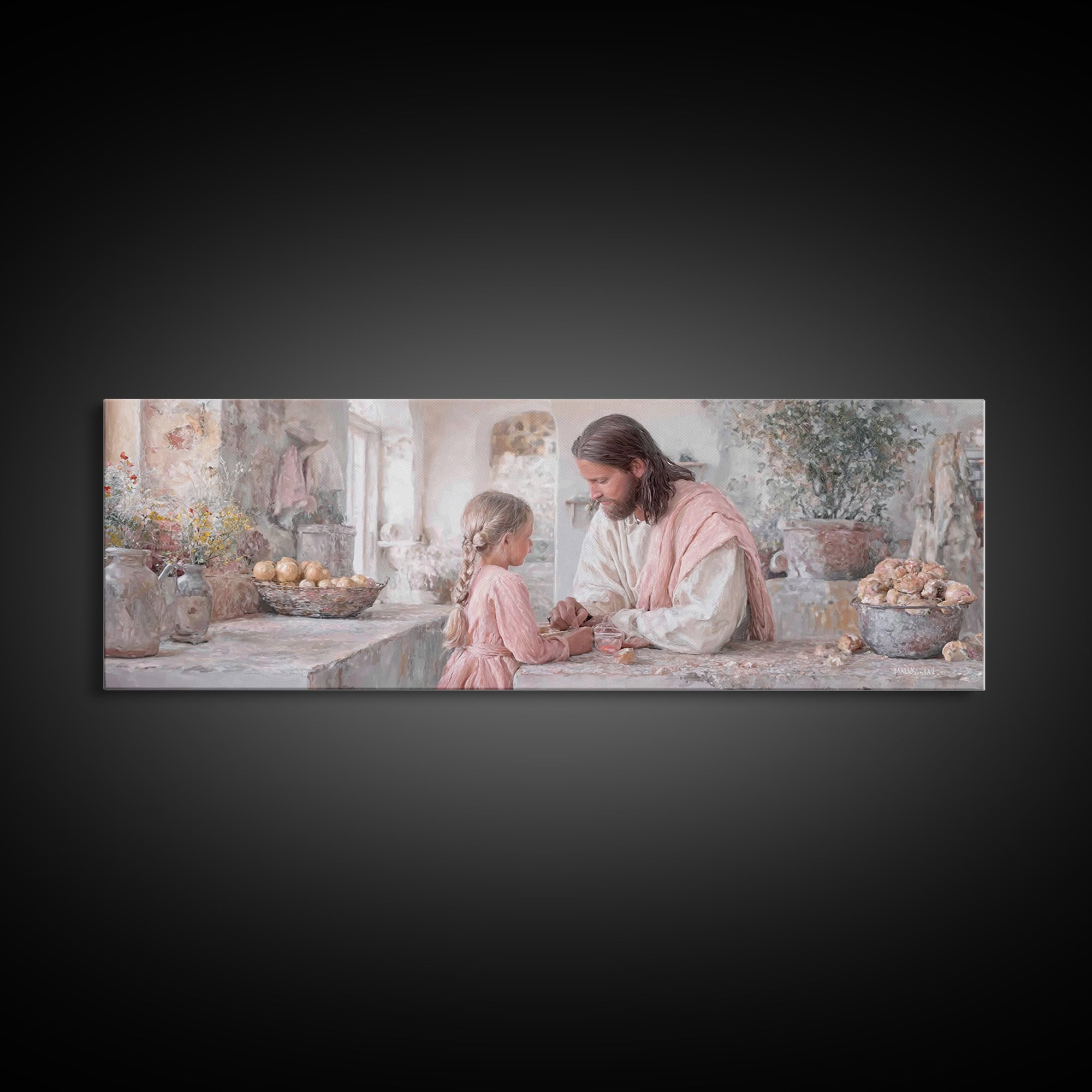 Bread Of Hope | Framed Canvas Print | Christian Art Canvas | Panoramic Wall Art | Christian Wall Art | Jesus Painting | Christian Decor | C
