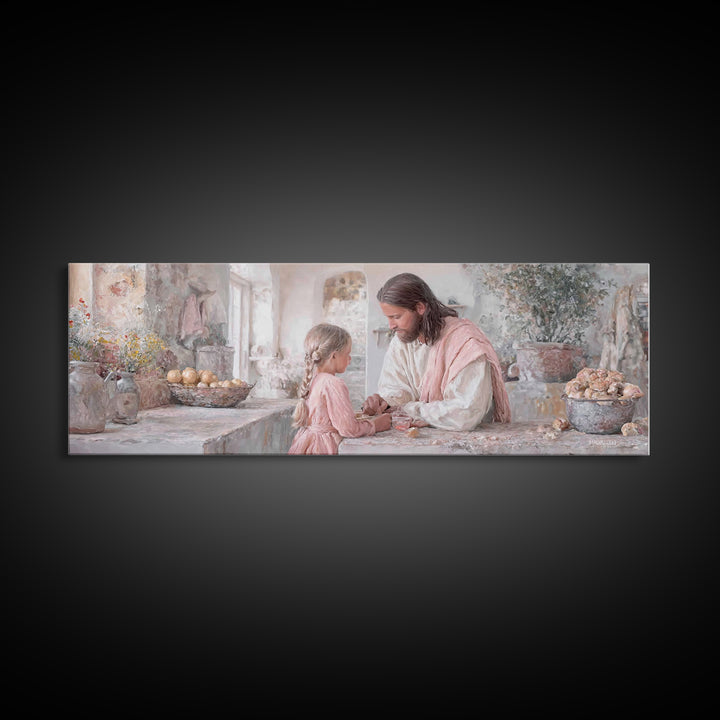 Bread Of Hope | Framed Canvas Print | Christian Art Canvas | Panoramic Wall Art | Christian Wall Art | Jesus Painting | Christian Decor | C