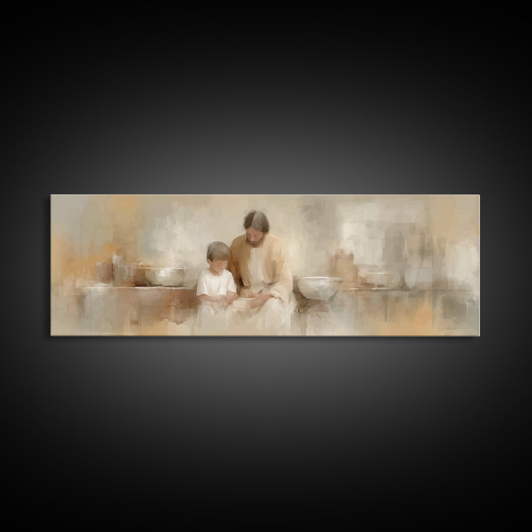 Guiding Lantern Path – Framed Canvas Print – Christian Wall Art – Panoramic Print – Christian Art Canvas – Christian Decor – Christmas Art