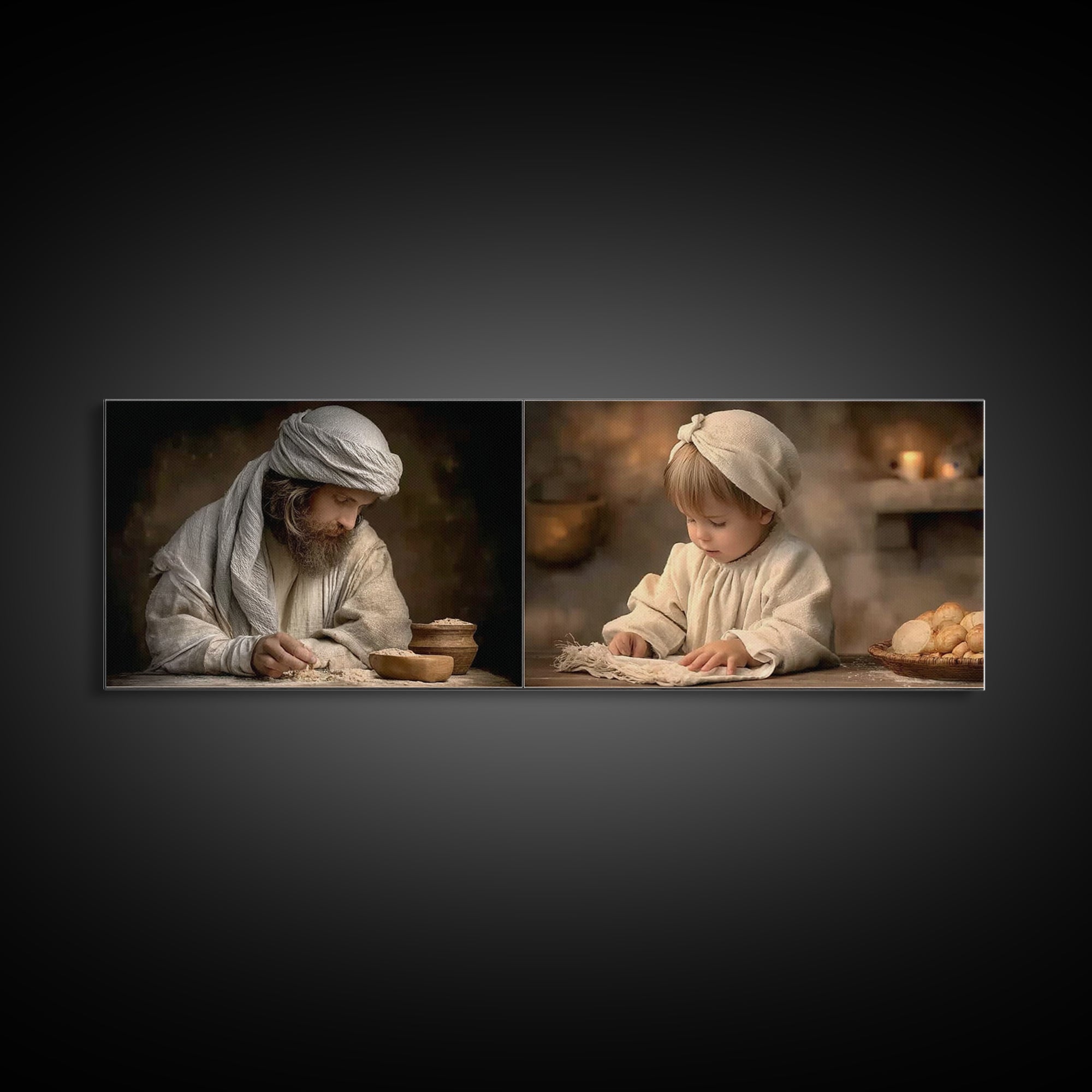 The Shining Gift, Framed Canvas Print, Panoramic Art, Christian Art Canvas, Christian Wall Art, Christian Decor, Jesus Painting, Christmas