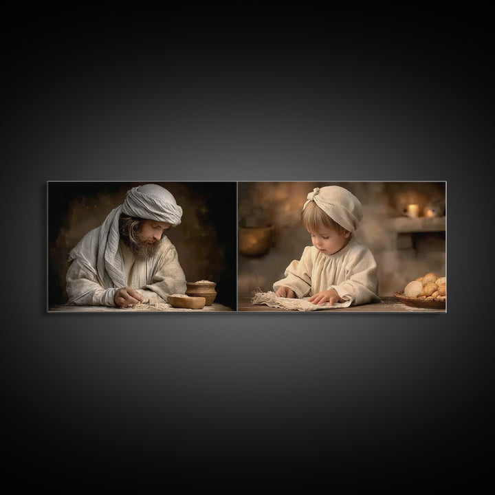 The Shining Gift, Framed Canvas Print, Panoramic Art, Christian Art Canvas, Christian Wall Art, Christian Decor, Jesus Painting, Christmas