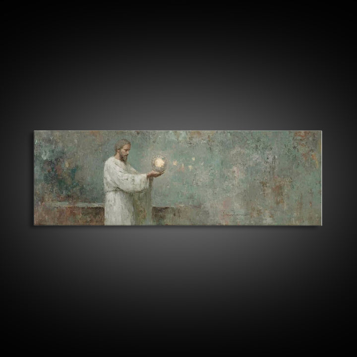 Lantern Of Grace | Framed Canvas Print | Christian Wall Art | Panoramic Frame | Christian Art Canvas | Christian Decor | Jesus Painting | C