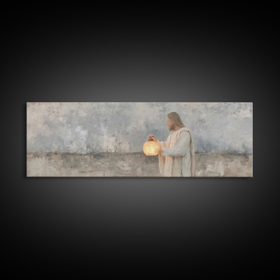 Radiant Night Walk – Framed Canvas Print – Christian Art Canvas – Panoramic Painting – Christian Wall Art – Christian Decor – Christmas Art