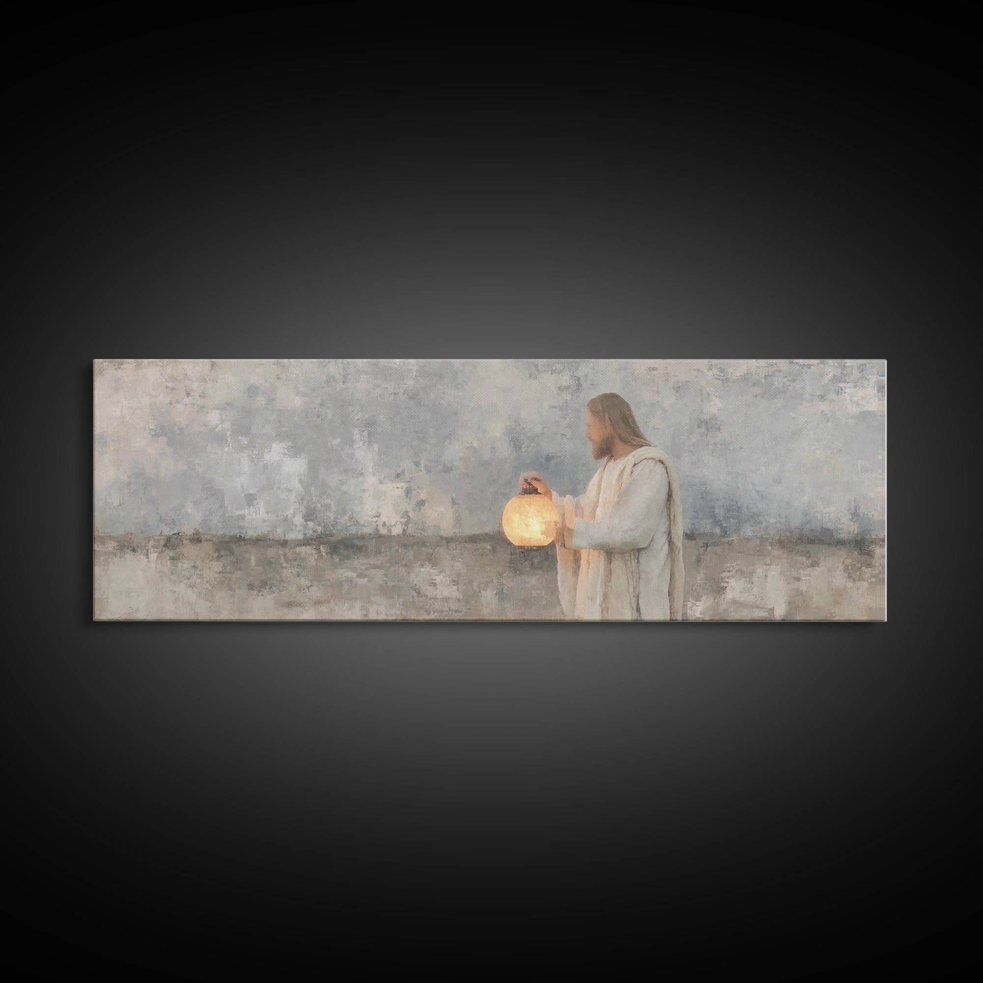 Radiant Night Walk – Framed Canvas Print – Christian Art Canvas – Panoramic Painting – Christian Wall Art – Christian Decor – Christmas Art
