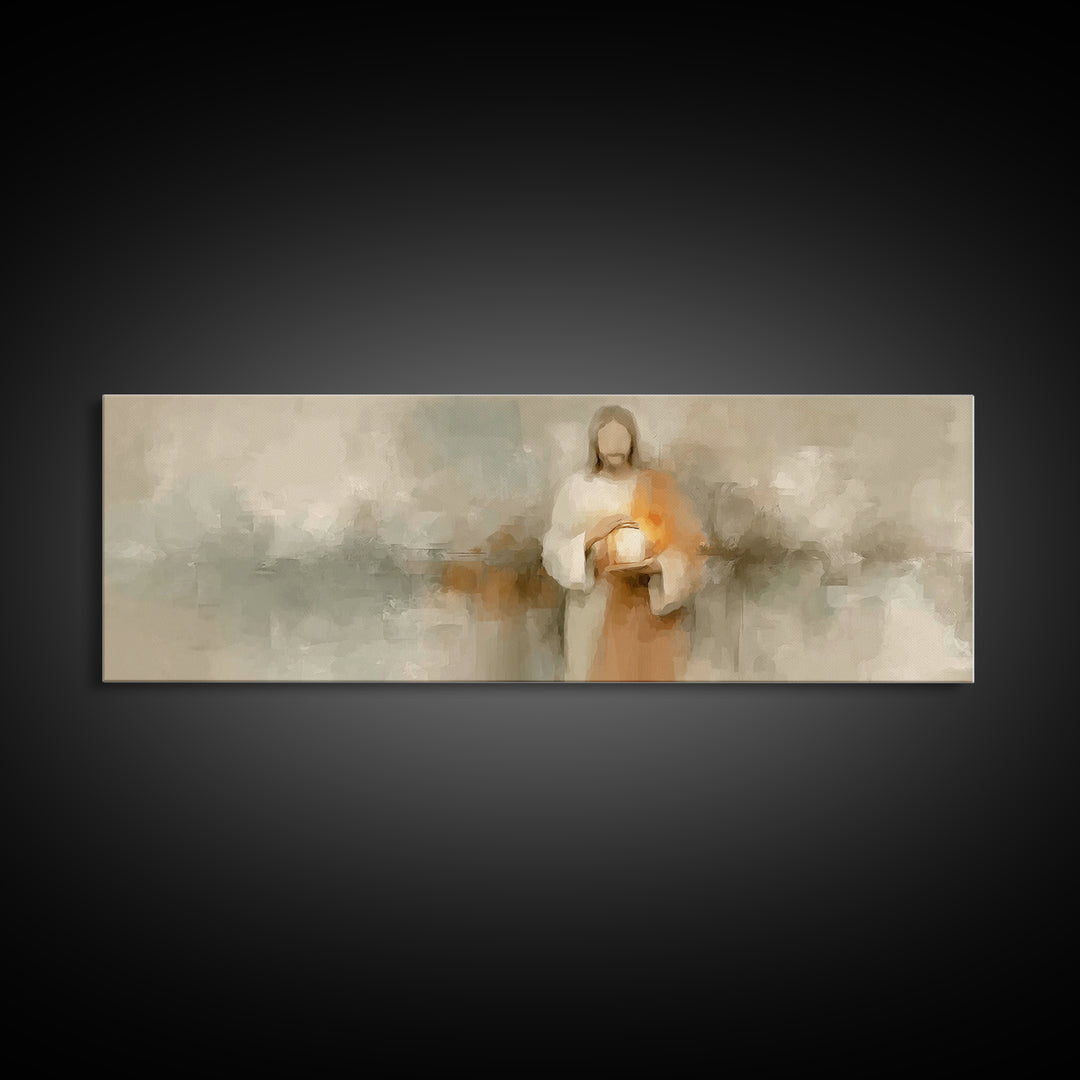The Eternal Flame, Framed Canvas Print, Christian Art Canvas, Panoramic Art, Jesus Painting, Christian Wall Art, Christian Decor, Christmas