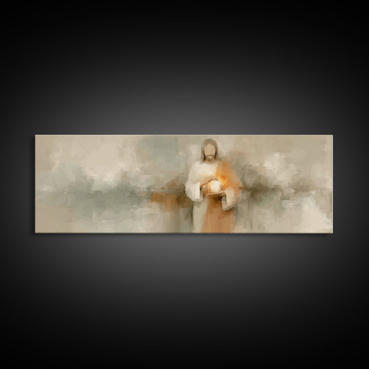 The Eternal Flame, Framed Canvas Print, Christian Art Canvas, Panoramic Art, Jesus Painting, Christian Wall Art, Christian Decor, Christmas
