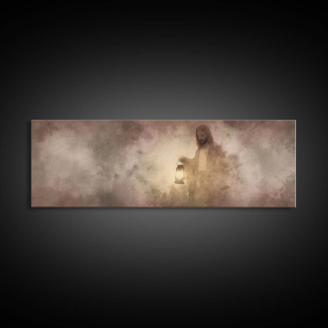 Guiding Night Hope | Framed Canvas Print | Panoramic Wall Art | Christian Art Canvas | Jesus Painting | Christian Decor | Christmas Art | C