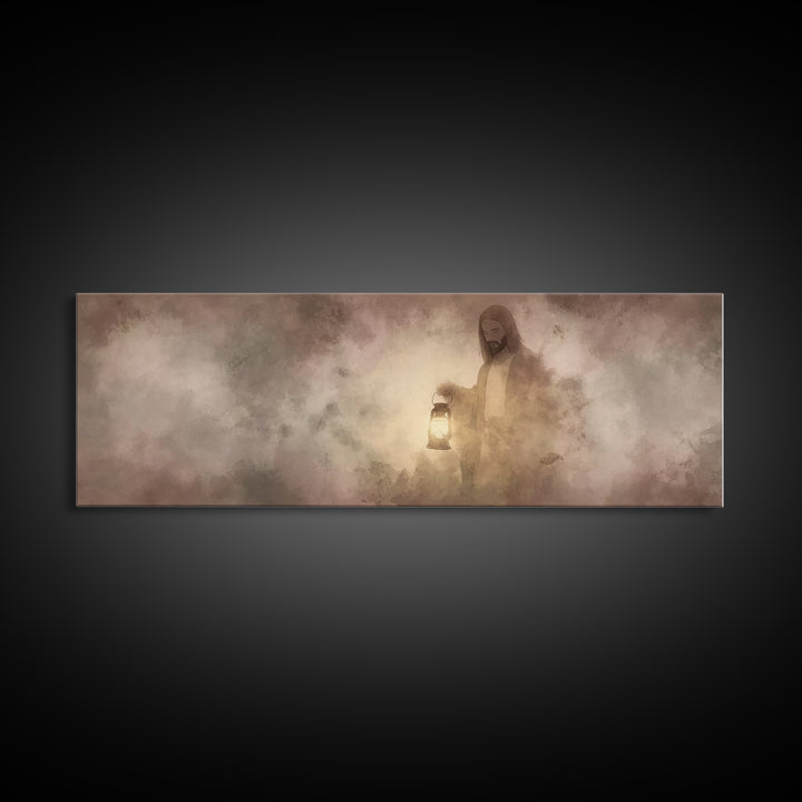 Guiding Night Hope | Framed Canvas Print | Panoramic Wall Art | Christian Art Canvas | Jesus Painting | Christian Decor | Christmas Art | C