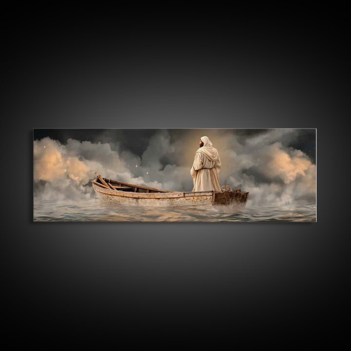 Light Of Salvation | Framed Canvas Print | Panoramic Painting | Christian Art Canvas | Christian Wall Art | Jesus Painting | Christian Chri