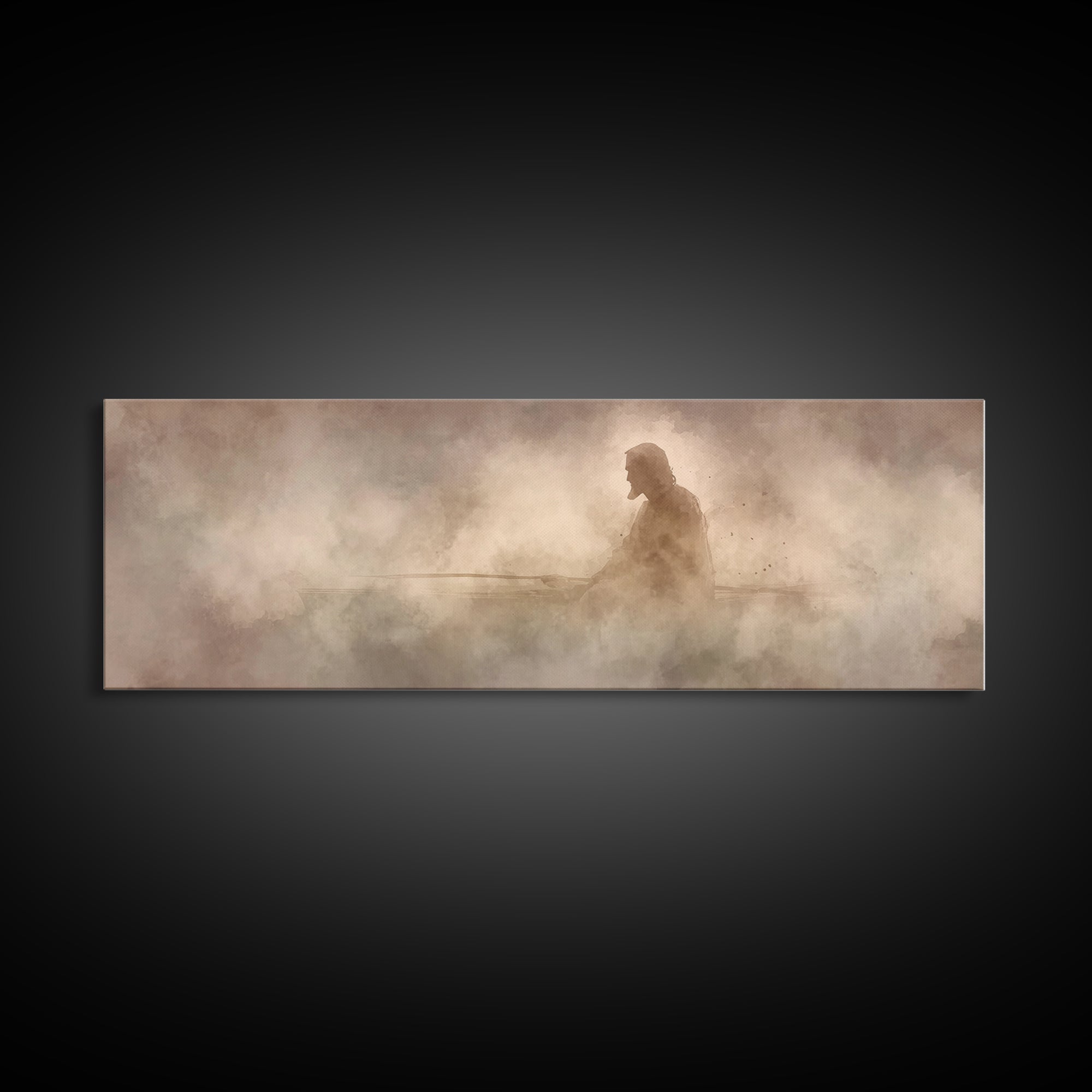 Eternal Stillness, Framed Canvas Print, Panoramic Print, Christian Art, Jesus Painting, Christian Wall Art, Modern Christian Art