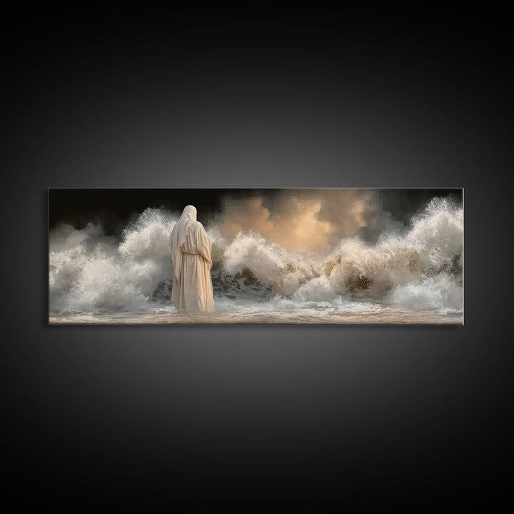 Calm Beyond Storm – Framed Canvas Print – Panoramic Painting – Christian Art – Jesus Painting – Christian Wall Art – Subtle Christian Art