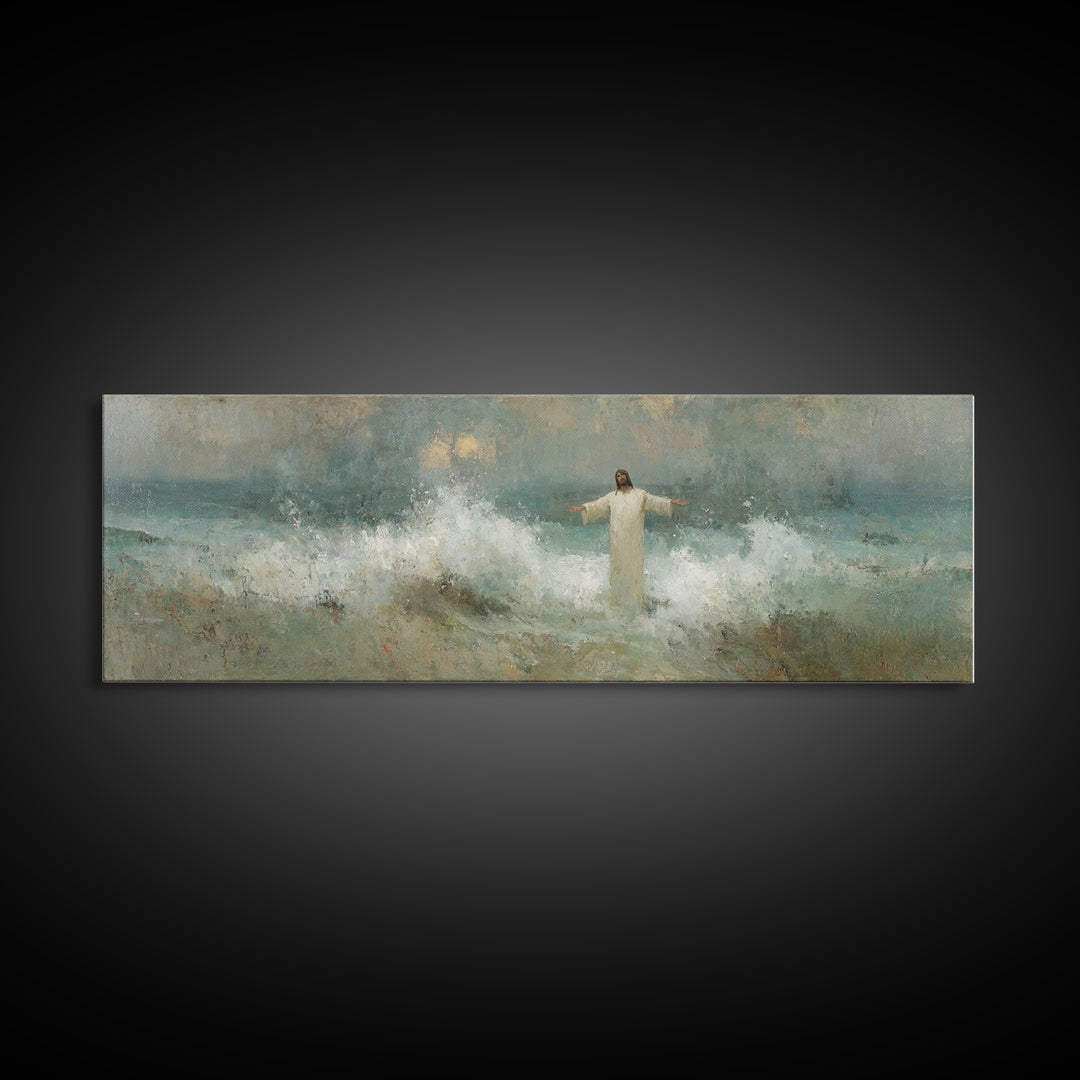 Heavenly Rising, Framed Canvas Print, Panoramic Painting, Christian Art Canvas, Jesus Painting, Christian Wall Art, Christmas Art Prints