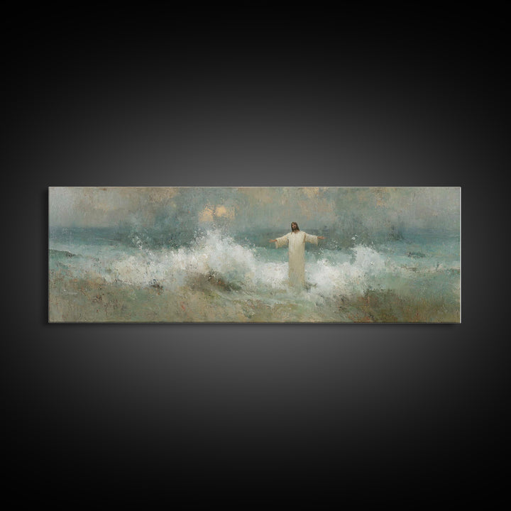 Heavenly Rising, Framed Canvas Print, Panoramic Painting, Christian Art Canvas, Jesus Painting, Christian Wall Art, Christmas Art Prints