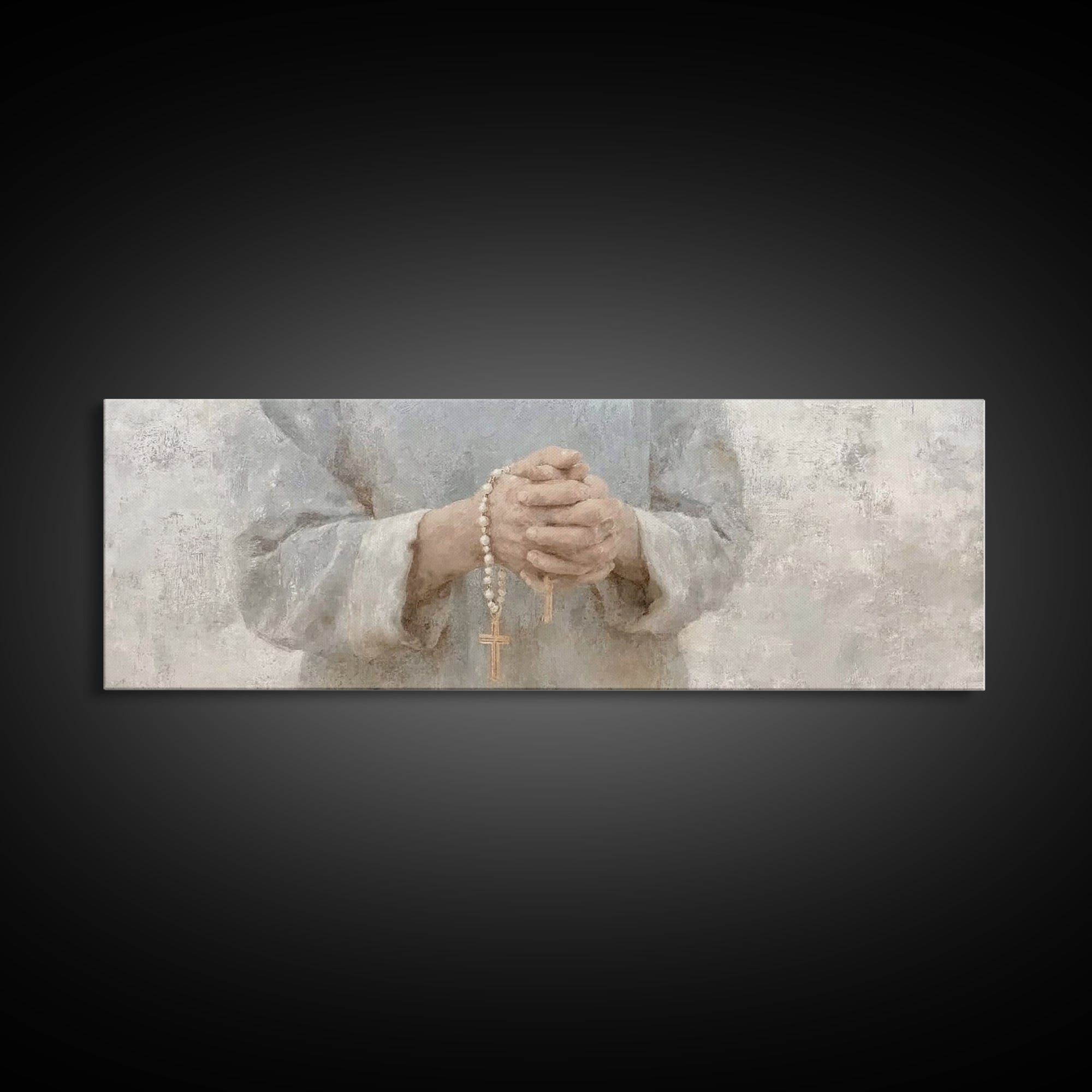 Gentle Spirit Light – Framed Canvas Print – Christian Wall Art – Christian Art – Panoramic Frame – Christian Painting – Christmas Art