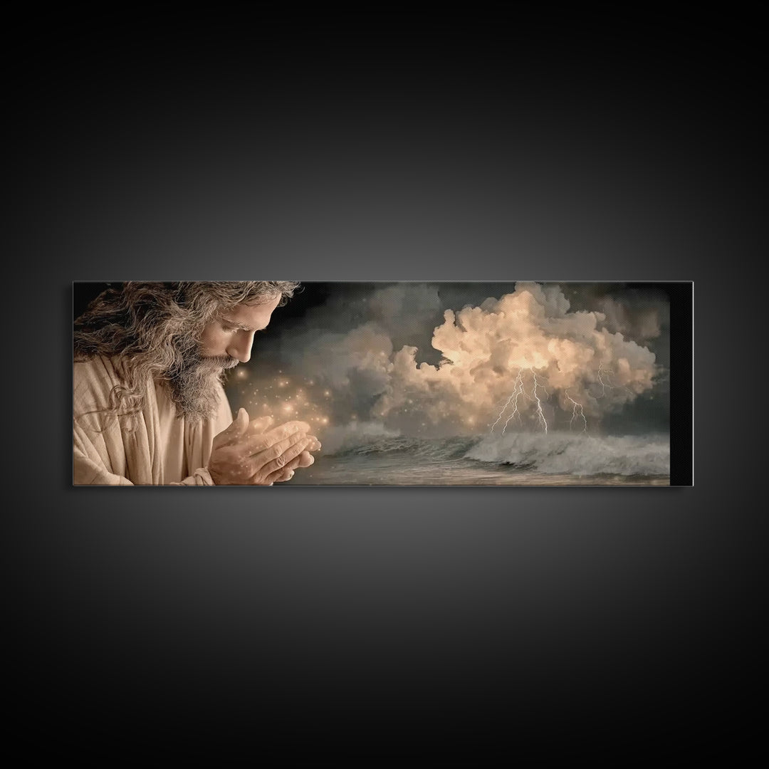 Sacred Dawn | Framed Canvas Print | Panoramic Wall Art | Christian Art | Jesus Painting | Christian Art Canvas | Christian Decor