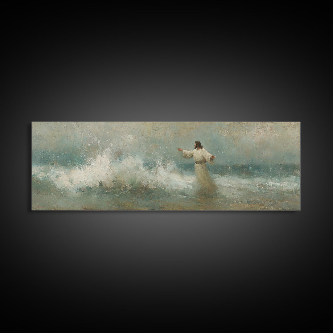 Holy Wonder, Framed Canvas Print, Panoramic Frame, Christian Wall Art, Jesus Painting, Christian Art Print, Christian Christmas Art