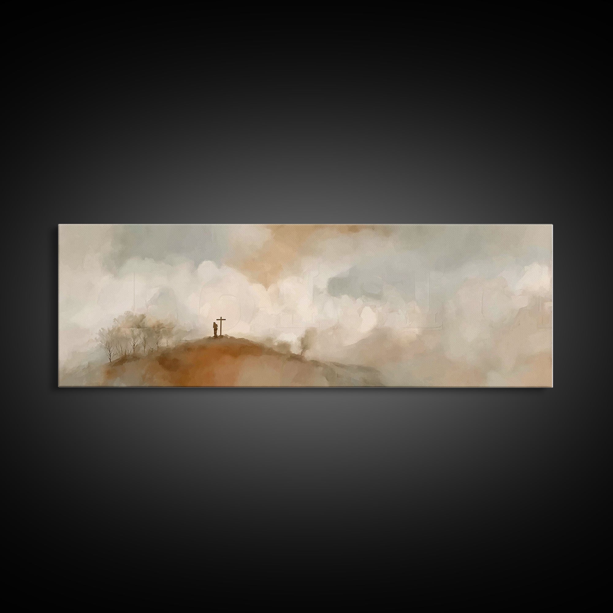 Cross Of Promise | Framed Canvas Print | Panoramic Art | Christian Art Canvas | Christian Wall Art | Jesus Painting | Christian Art