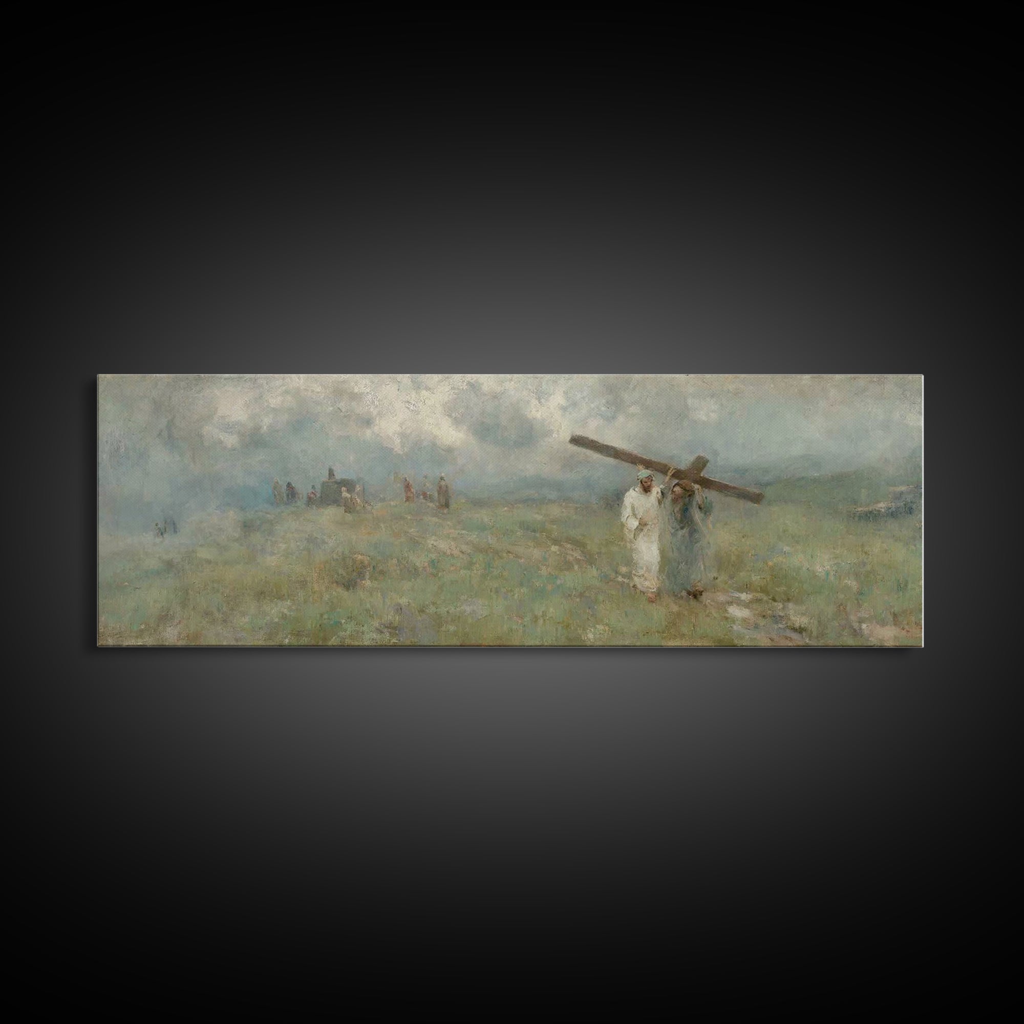 Hill Of Grace, Framed Canvas Print, Christian Art Canvas, Jesus Painting, Panoramic Wall Art, Christian Wall Art, Christian Gift Ideas