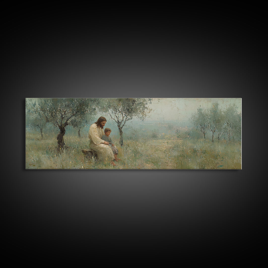 Quiet Steps Home – Framed Canvas Print – Christian Art Canvas – Jesus Painting – Panoramic Frame – Christian Wall Art – Christian Gift
