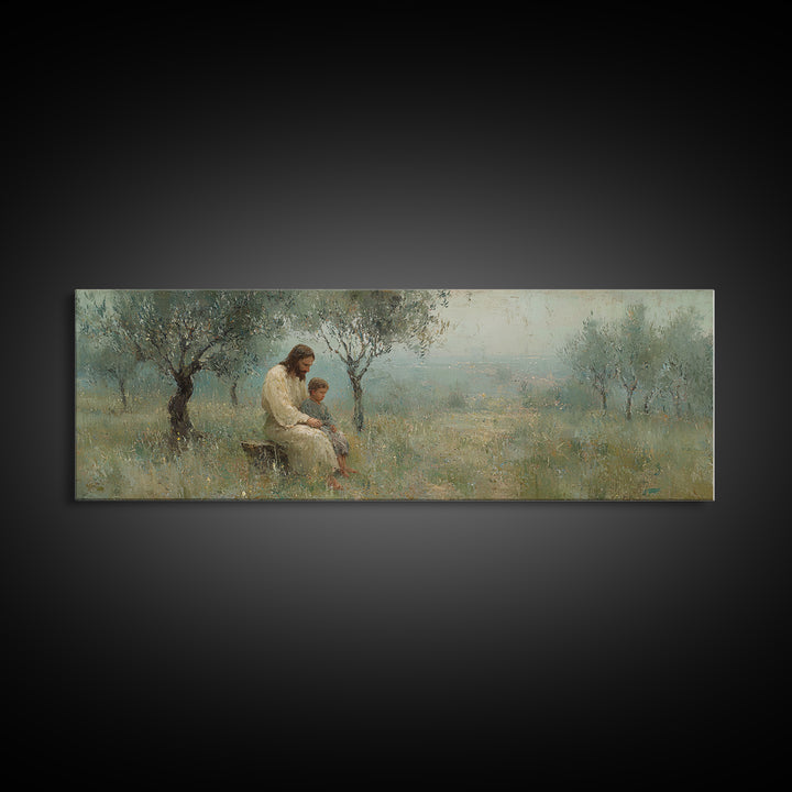 Quiet Steps Home – Framed Canvas Print – Christian Art Canvas – Jesus Painting – Panoramic Frame – Christian Wall Art – Christian Gift